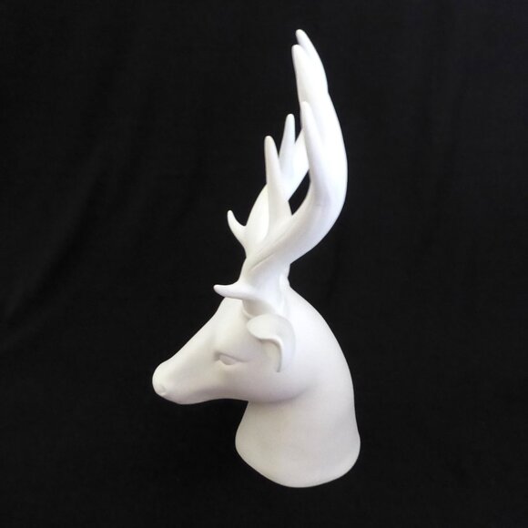 NEW 15” PORCELAIN WHITE STAG DEER ANTLERS HEAD TABLE TOP PORCELAIN STATUE - Picture 7 of 12